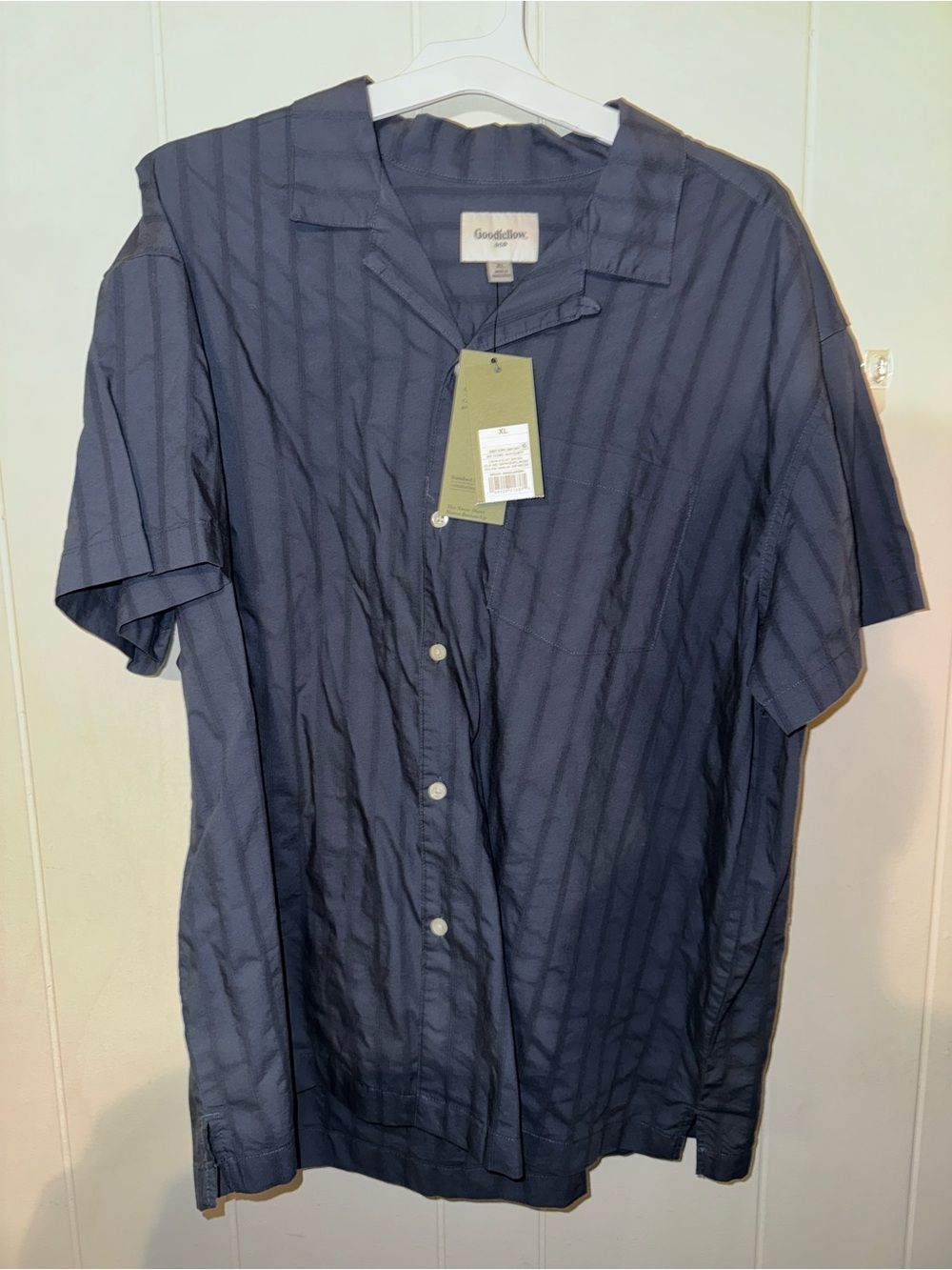Goodfellow & Co Navy Short-Sleeve Textured Button-Down Shirt